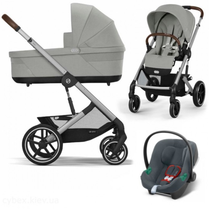 Cybex Balios S Lux 3 in 1 stroller Stone Grey car seat Aton B2 i-Size steel grey