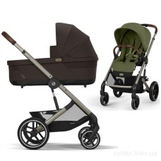 Stroller Cybex Balios S Lux Taupe 2 in 1 Moss Green carrycot Chocolate Brown