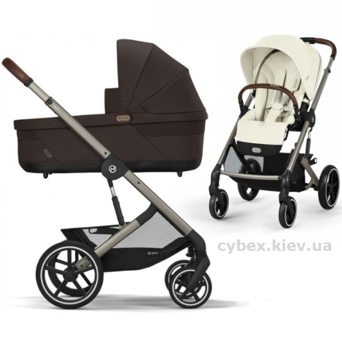Stroller Cybex Balios S Lux Taupe 2 in 1 Seashell Beige carrycot Chocolate Brown
