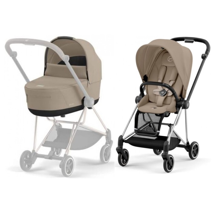 Cybex Mios 4.0 stroller 2 in 1 Cozy Beige chassis Chrome Black