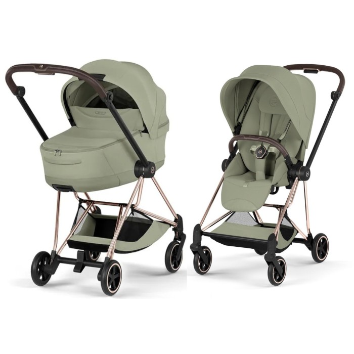 Cybex Mios Style Collection 5.0 stroller 2 in 1 Sage Green chassis Rose Gold