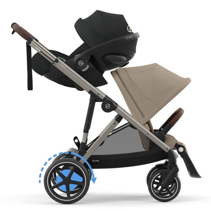 Stroller for twins Cybex e-Gazelle S 2 in 1 Almond Beige with electric drive