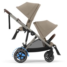 Stroller for twins Cybex e-Gazelle S Almond Beige with electric drive