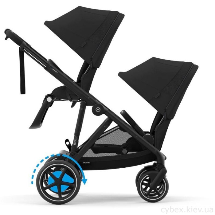 Stroller for twins Cybex e-Gazelle S 2 in 1 Moon black with electric drive