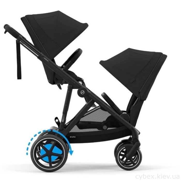 Stroller for twins Cybex e-Gazelle S 2 in 1 Moon black with electric drive