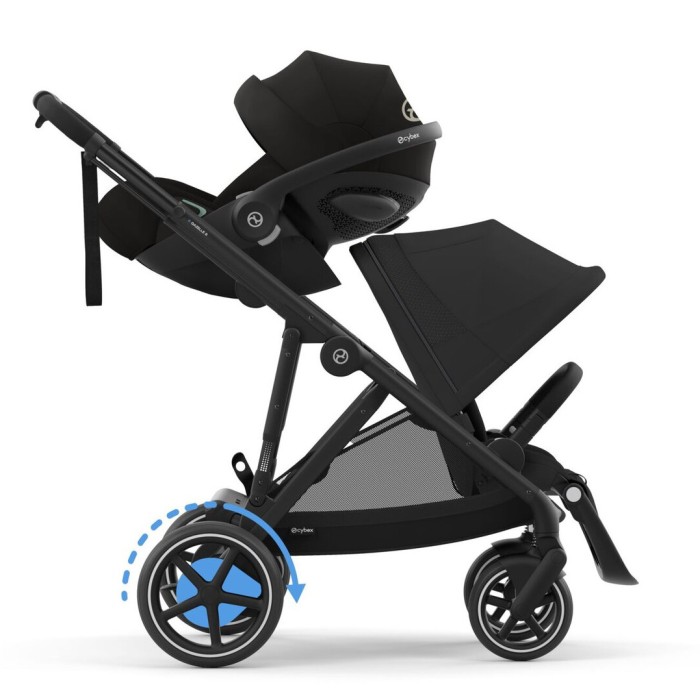 Stroller for twins Cybex e-Gazelle S 2 in 1 Moon black with electric drive