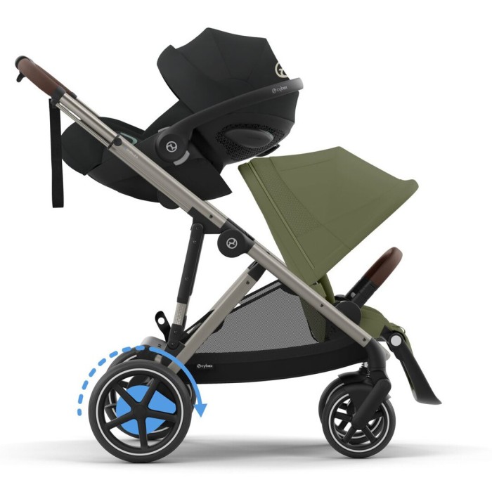 Stroller for twins Cybex e-Gazelle S Moss Green with electric drive