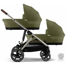 Stroller for twins Cybex e-Gazelle S 2 in 1 Moss Green with electric drive