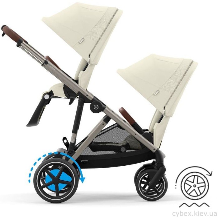Stroller for twins Cybex e-Gazelle S Seashell Beige with electric drive
