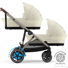 Коляска для двійні Cybex e-Gazelle S Seashell Beige 2в1 з електроприводом