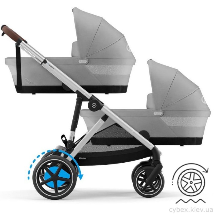 Stroller for twins Cybex e-Gazelle S 2 in 1 Stone Grey with electric drive
