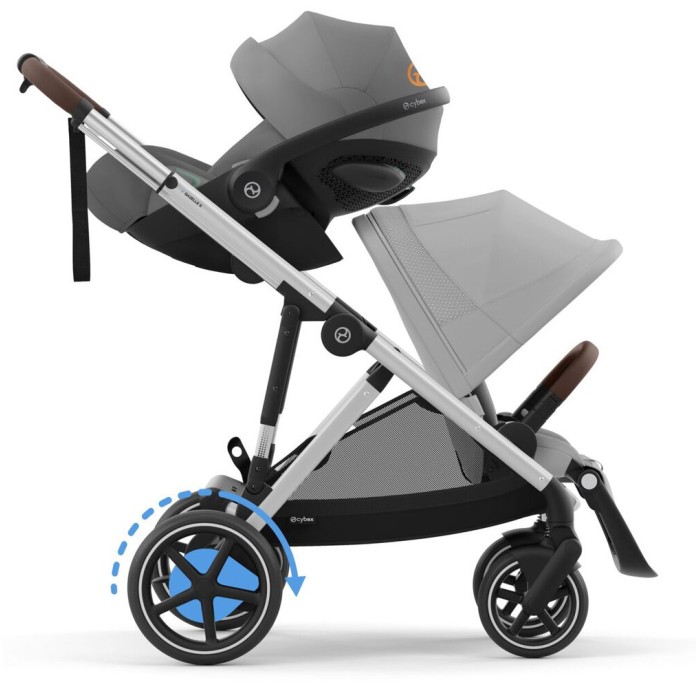 Stroller for twins Cybex e-Gazelle S Stone Grey with electric drive