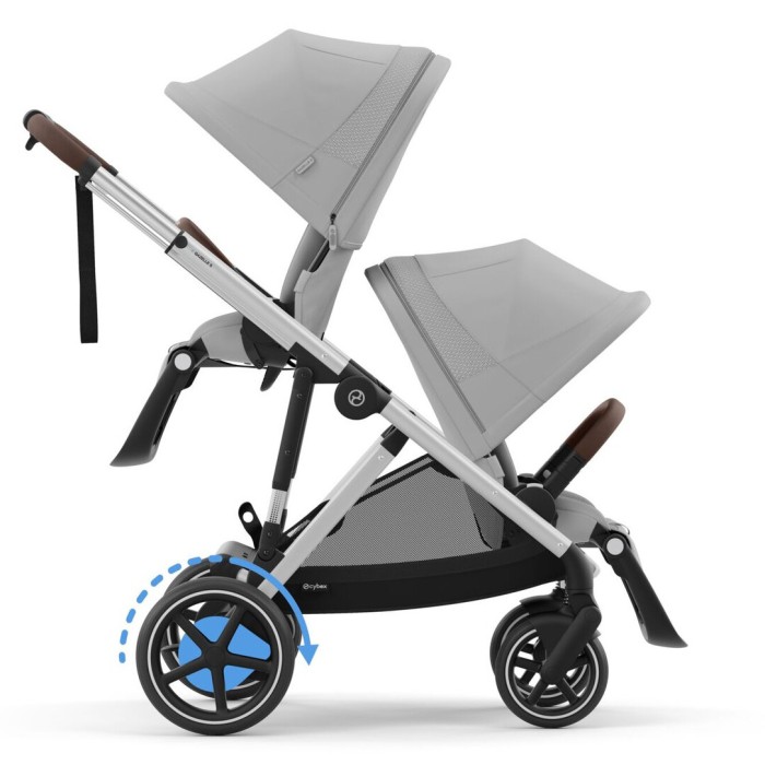 Stroller for twins Cybex e-Gazelle S Stone Grey with electric drive