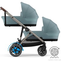 Stroller for twins Cybex e-Gazelle S 2 in 1 Stormy Blue with electric drive