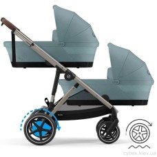 Stroller for twins Cybex e-Gazelle S 2 in 1 Stormy Blue with electric drive