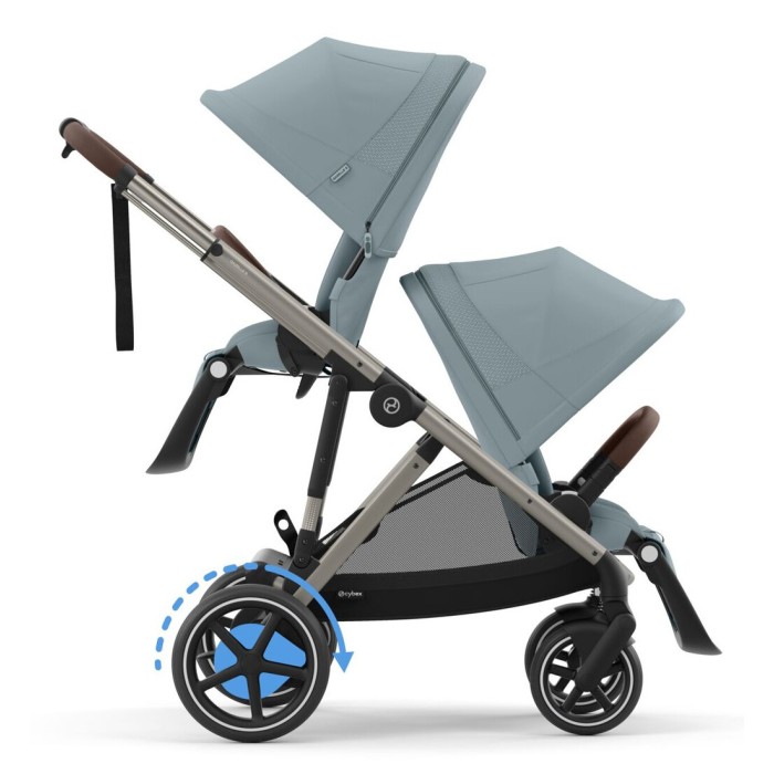 Stroller for twins Cybex e-Gazelle S 2 in 1 Stormy Blue with electric drive
