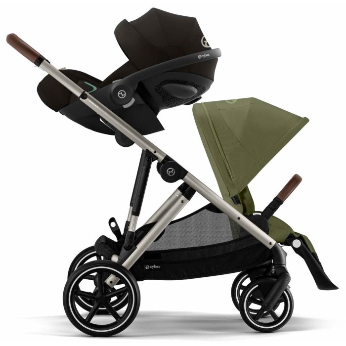 Cybex Gazelle S 2 in 1 Moss Green stroller for twins