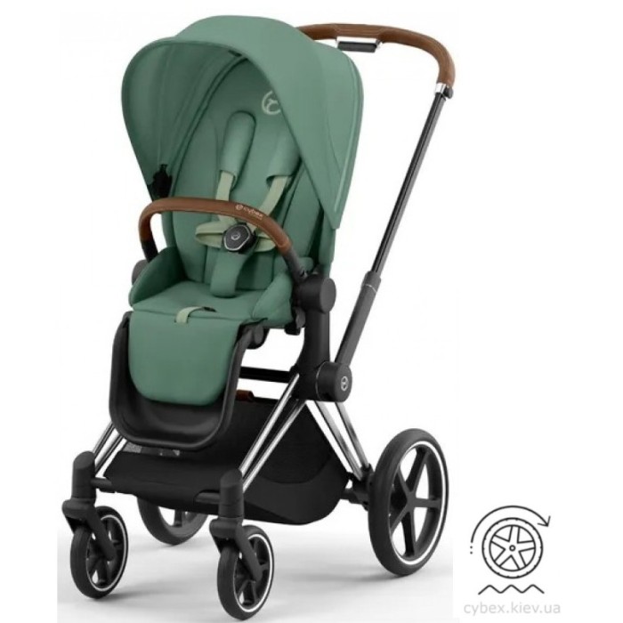 Коляска Cybex ePriam Leaf Green шасі Chrome Brown 4.0
