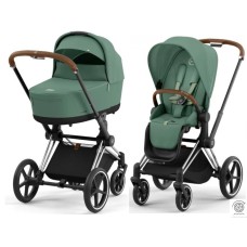 Stroller Cybex e-Priam 2 in 1 Leaf Green chassis Chrome Brown with electric drive