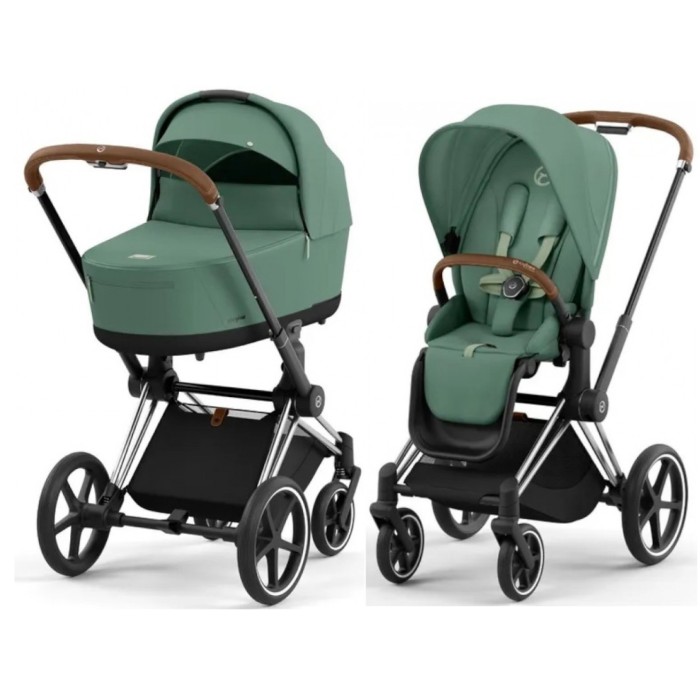 Cybex Priam 4.0 stroller 2 in 1 Leaf Green chassis Chrome Brown