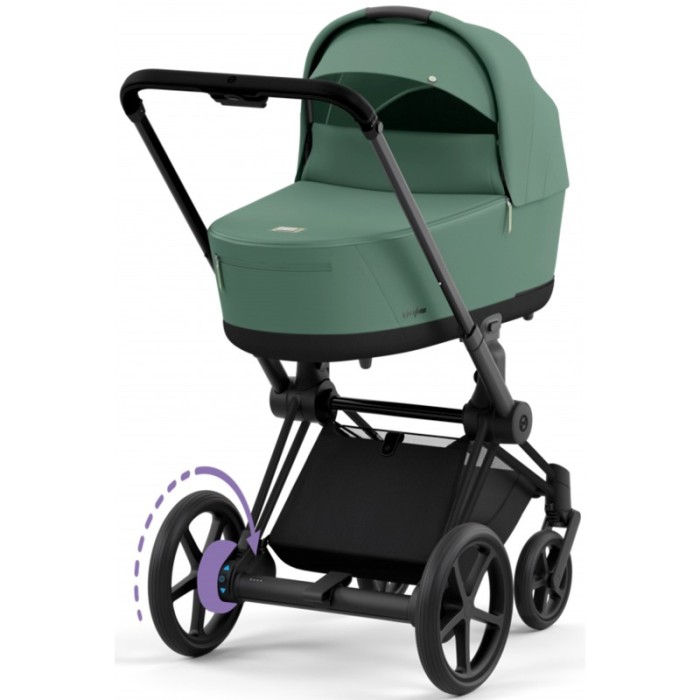 Stroller Cybex e-Priam 2 in 1 Leaf Green chassis Matt Black with electric drive