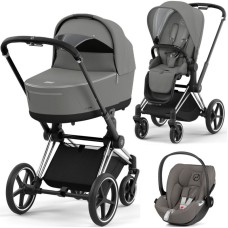 Cybex Priam 3 in 1 Mirage Grey chassis Chrome Black 4.0 car seat Cloud plus