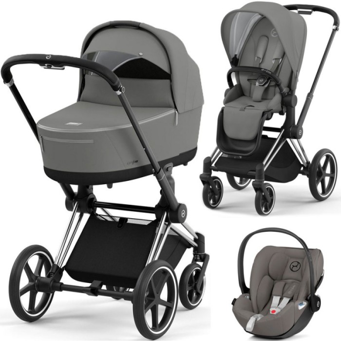 Cybex Priam 3 в 1 Mirage Grey шасі Chrome Black 4.0 автокрісло Cloud plus
