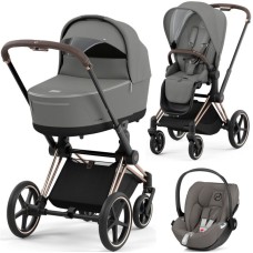 Cybex Priam 3 in 1 Mirage Grey chassis Rosegold 4.0 car seat Cloud plus
