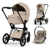 Cybex Priam 3 в 1 Cozy Beige Comfort Collection шасі Matt Balck 5.0 автокрісло Cloud T plus