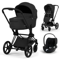 Cybex Priam 3 in 1 Sepia Black Comfort Collection matte black 5.0 chassis Cloud T Plus car seat