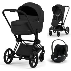 Cybex Priam 3 in 1 Sepia Black Comfort Collection matte black 5.0 chassis Cloud T Plus car seat