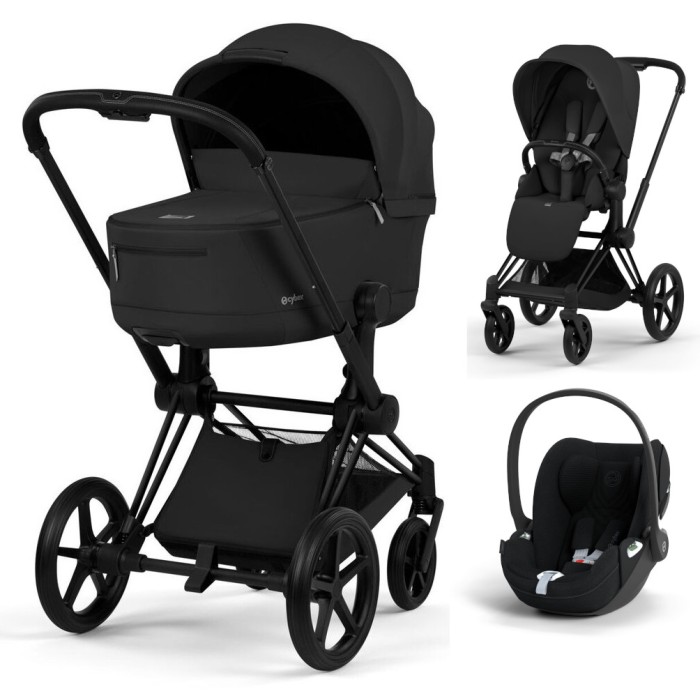 Cybex Priam 3 in 1 Sepia Black Comfort Collection matte black 5.0 chassis Cloud T Plus car seat