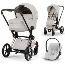 Cybex Priam 3 in 1 City Grey Style Collection chassis Rosegold 5.0 car seat Cloud T plus