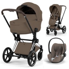 Cybex Priam 3 in 1 Coconut Brown Style Collection chassis Chrome 5.0 car seat Cloud T plus