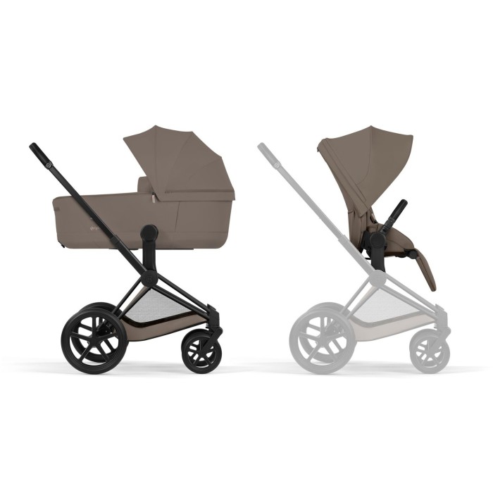 Cybex Priam 5.0 stroller 2 in 1 Coconut Brown chassis Matt Black