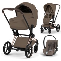 Cybex Priam 3 in 1 Coconut Brown Style Collection chassis Rosegold 5.0 car seat Cloud T plus