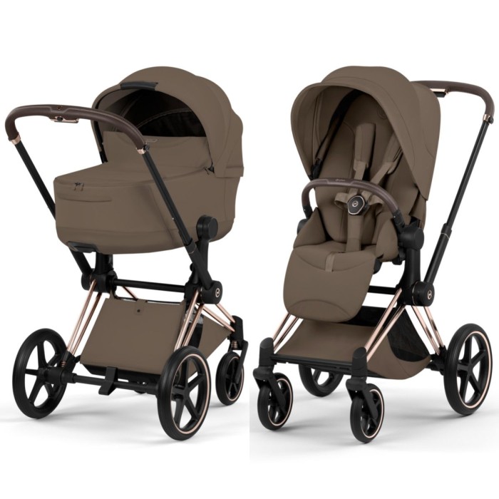 Cybex Priam Style Collection 5.0 stroller 2 in 1 Coconut Brown chassis Rosegold