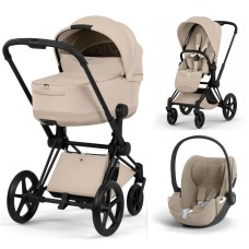 Cybex Priam 3 in 1 Cozy Beige Style Collection chassis Matt Balck 5.0 car seat Cloud T plus