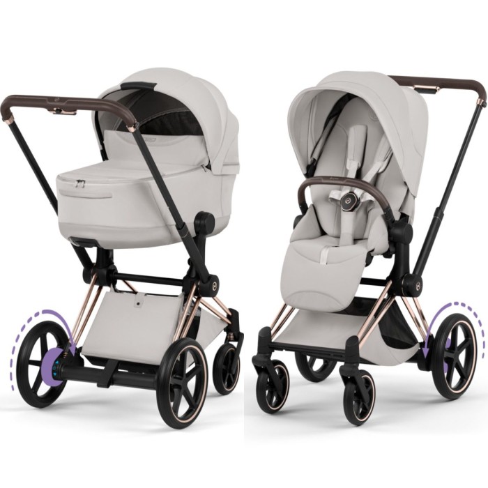 Cybex ePriam Style Collection City Grey chassis Rosegold 5.0 stroller 2 in 1
