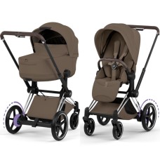 Cybex ePriam Style Collection Coconut Brown chassis Chrome 5.0 stroller 2 in 1