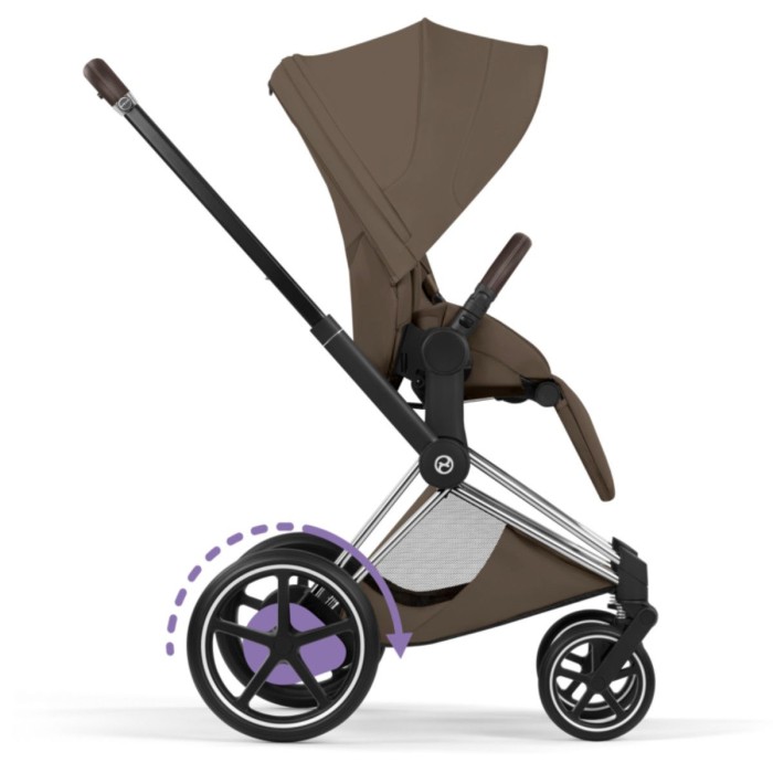 Cybex ePriam Style Collection Coconut Brown chassis Chrome 5.0 stroller 2 in 1
