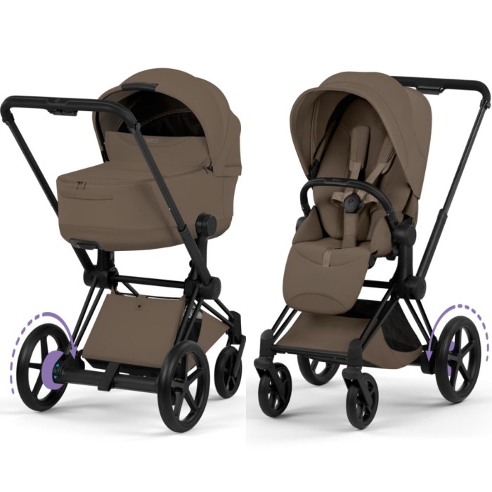 Cybex ePriam Style Collection Coconut Brown chassis Matt Balck 5.0 stroller 2 in 1