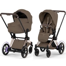 Cybex ePriam Style Collection Coconut Brown chassis Rosegold 5.0 stroller 2 in 1