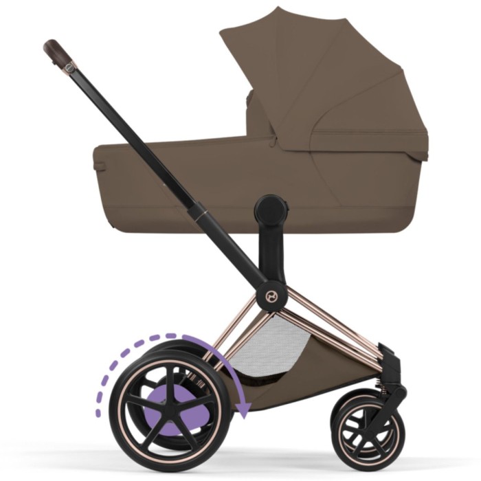 Cybex ePriam Style Collection Coconut Brown chassis Rosegold 5.0 stroller 2 in 1