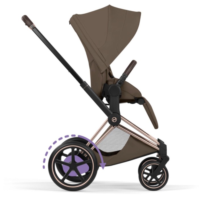 Cybex ePriam Style Collection Coconut Brown chassis Rosegold 5.0 stroller 2 in 1