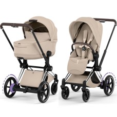 Cybex ePriam Style Collection Cozy Beige chassis Chrome 5.0 stroller 2 in 1