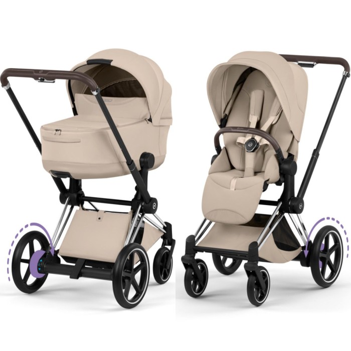 Cybex ePriam Style Collection Cozy Beige chassis Chrome 5.0 stroller 2 in 1