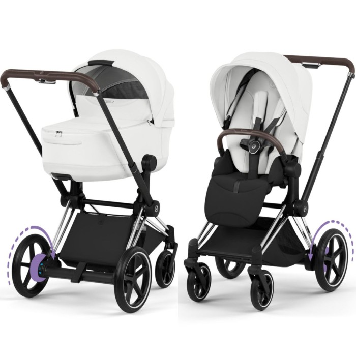 Cybex ePriam Style Collection Off White chassis Chrome 5.0 stroller 2 in 1