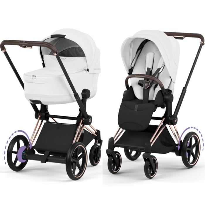 Cybex ePriam Style Collection Off White chassis Rosegold 5.0 stroller 2 in 1
