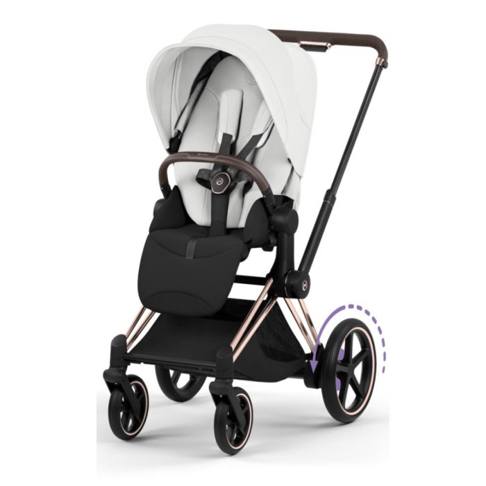 Cybex ePriam Style Collection Off White chassis Rosegold 5.0 stroller 2 in 1